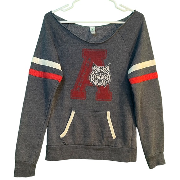 Arizona Wildcats BIG 12 Inaugural Year, Baby! Off Shoulder Bear Down Sweatshirt - Picture 4 of 5